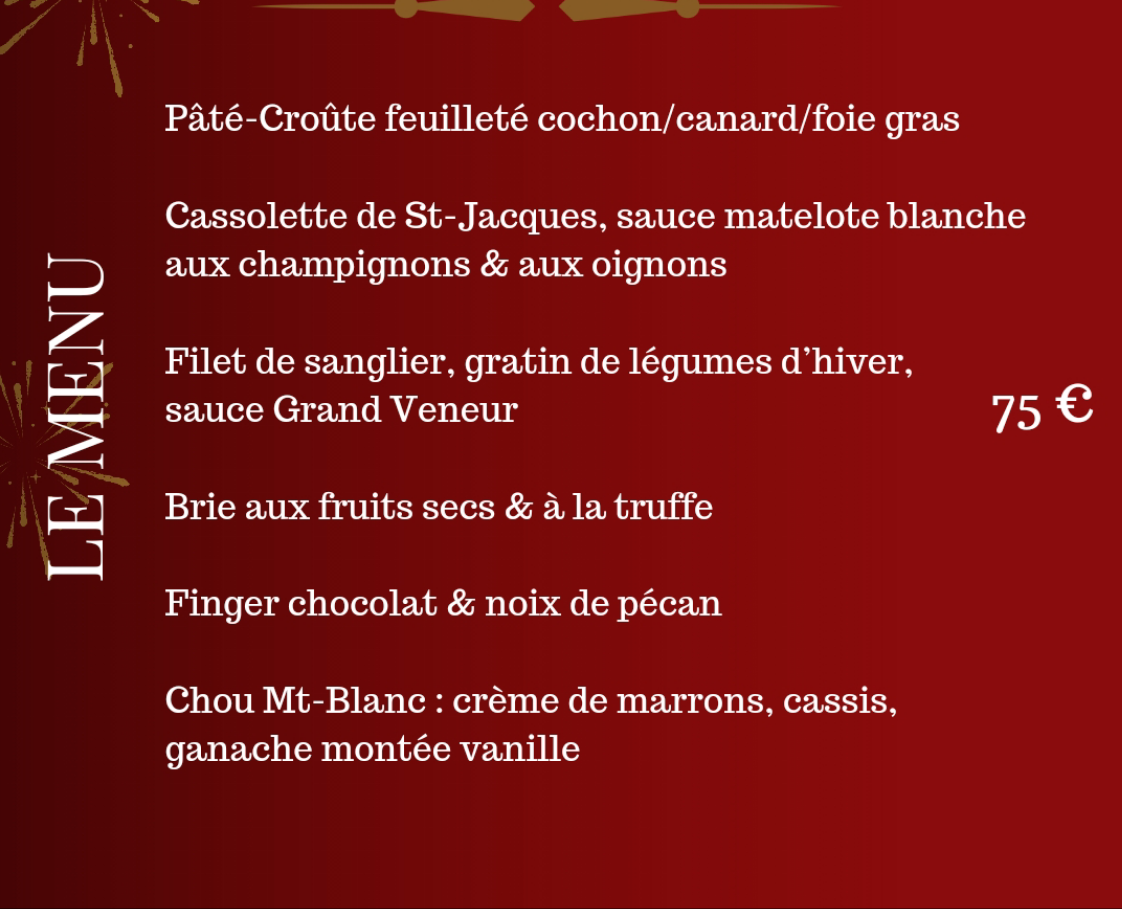 Menu du Nouvel An à emporter